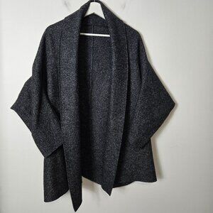 Jennifer Tattanelli Size 6 Virgin Wool Open Front Jacket Gray Pockets Old Money